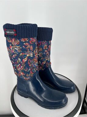 Sakroots Reprise Women's Navy Multicolor Floral Rain Boots